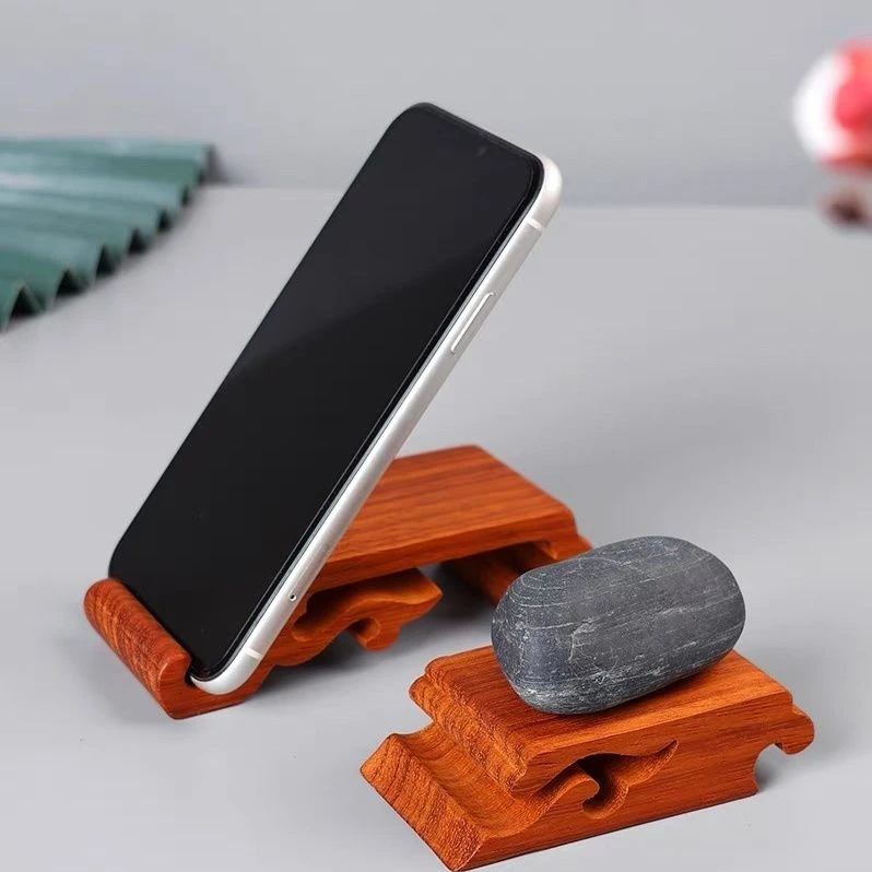 红花底座手机摆件支架花梨木可拆卸组合实木多功能支撑架懒人桌面