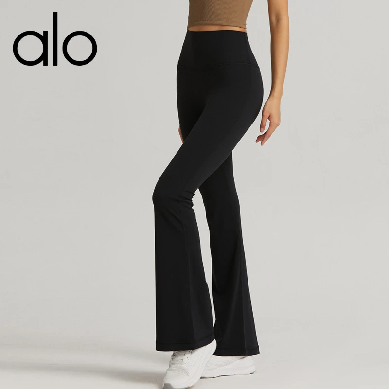 alo 正品春夏高腰提臀瑜伽长裤户外阔腿健身裤显瘦运动喇叭裤微喇