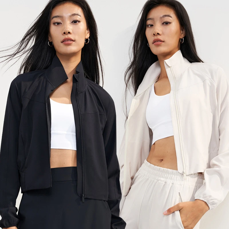 alo 秋冬速干梭织瑜伽外套短款户外跑步多巴胺防晒衣宽松健身上衣