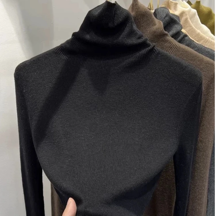 【畅麦】2024秋冬新款高领针织打底衫长袖百搭修身纯色显瘦