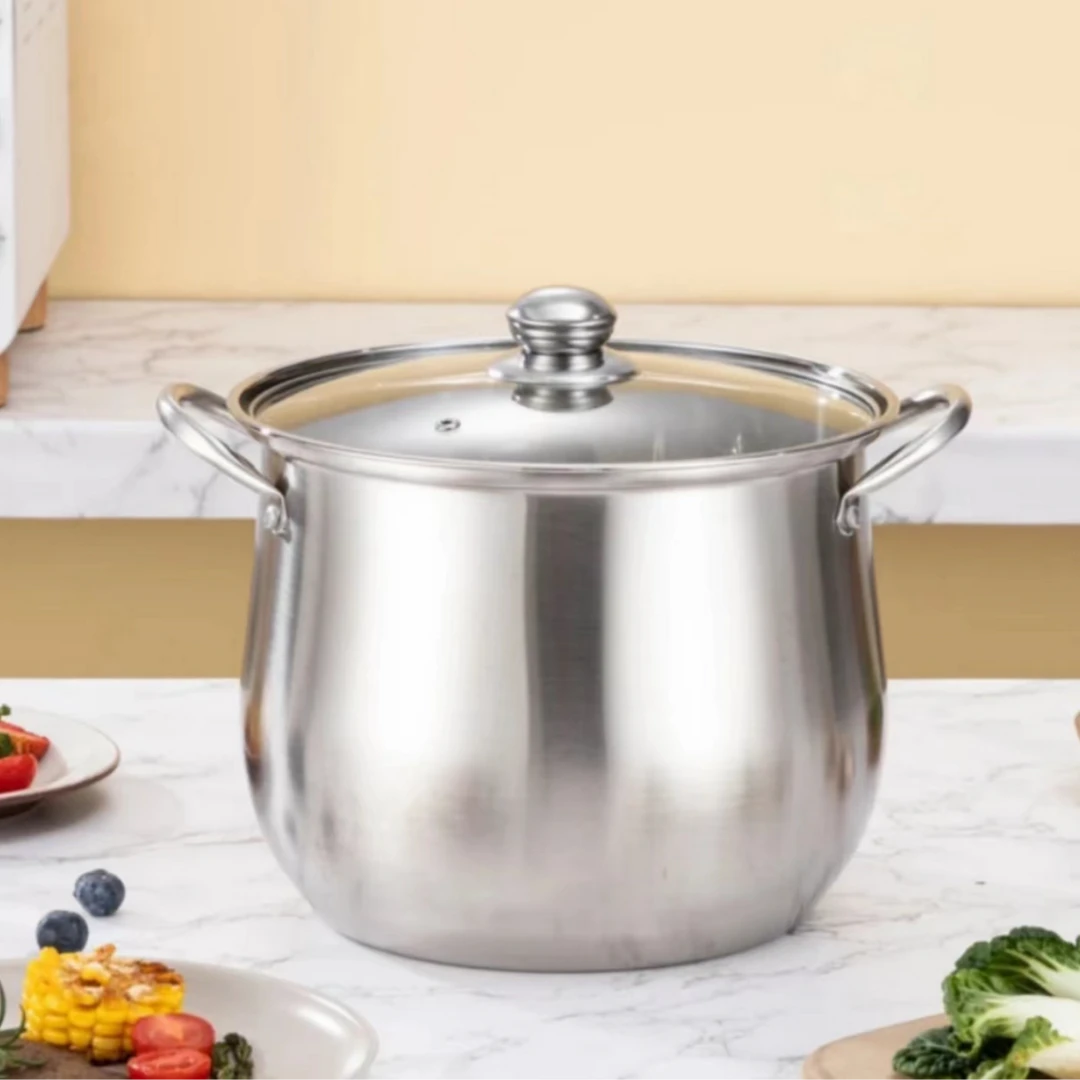 【厂家直发】22cm加高不锈钢弧形煮汤电磁炉燃气灶通用