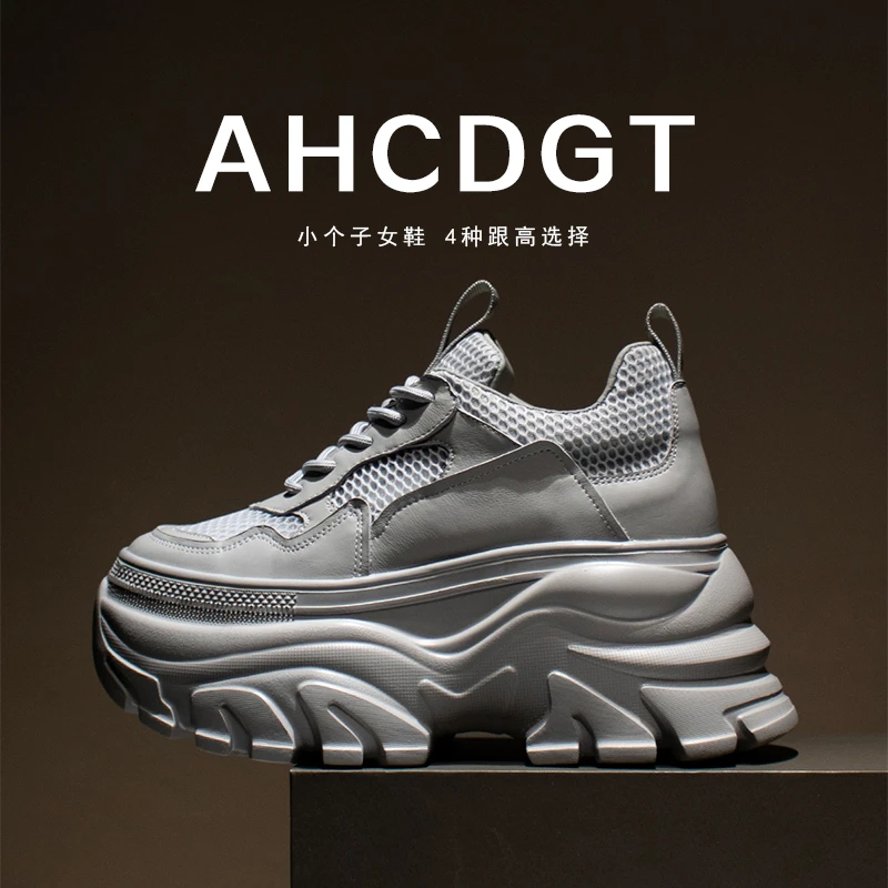 欧货厚底松糕鞋女2024春夏新款网面老爹鞋女透气内增高时尚休闲鞋