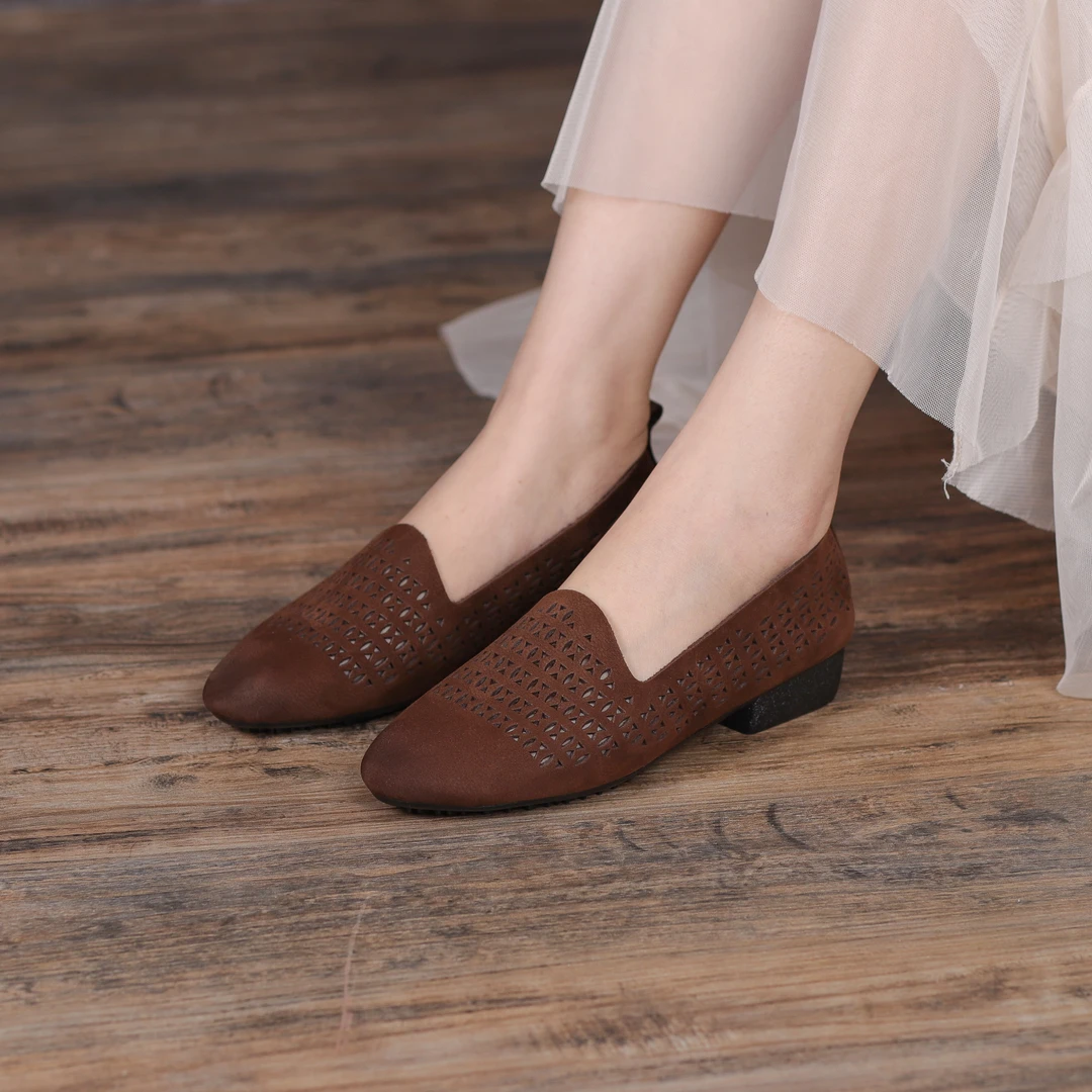 【秦大叔推荐】复古百搭小众网面单鞋女网面透气一脚蹬单鞋ZYA22-11