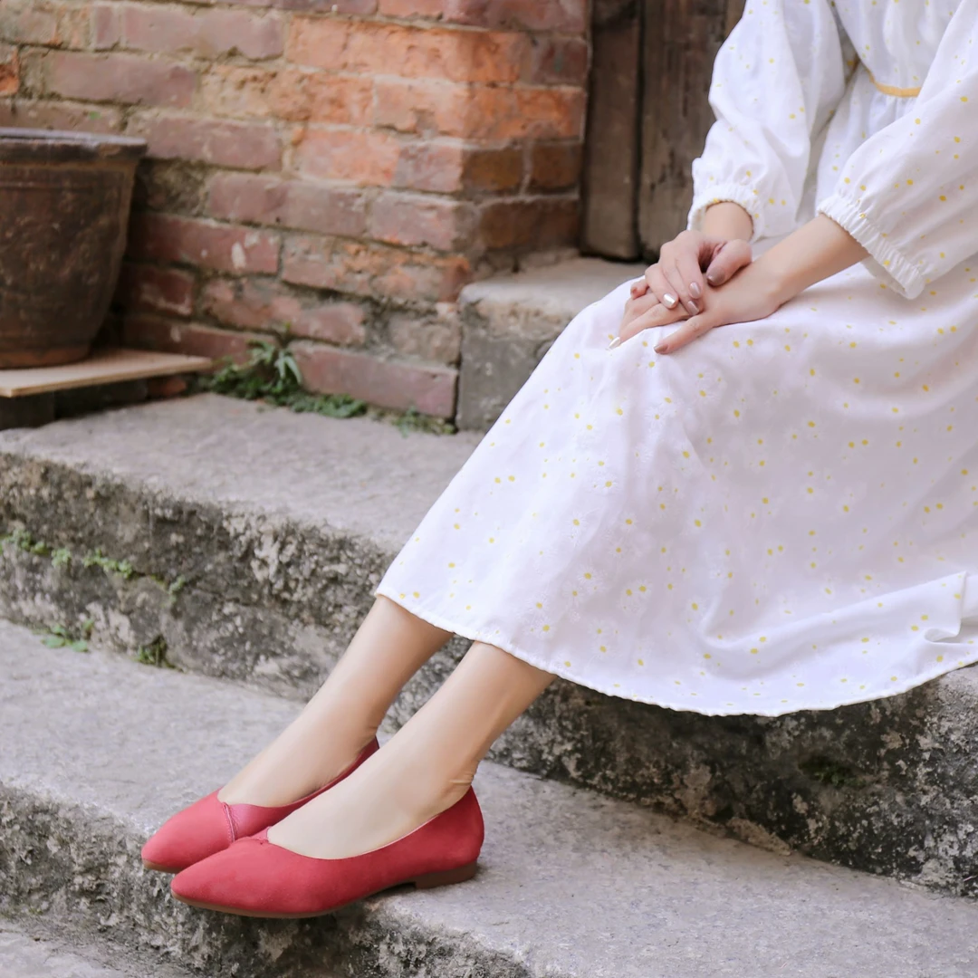 【双11破价款】牛皮复古女单鞋2024新款休闲吧百搭尖头鞋21C2119-1A