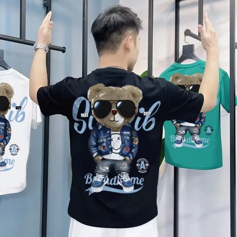 夏季ins短袖T恤男潮流新款网红百搭潮牌印花圆领半袖时尚潮牌上衣