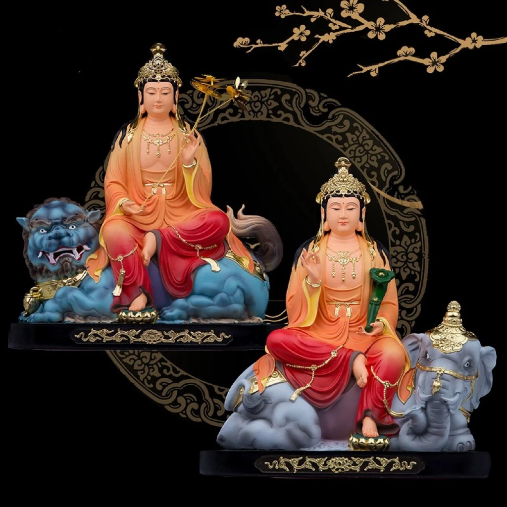 【慈慧】文殊普贤树脂像体家用华严三圣像客厅桌面工艺品摆件包邮