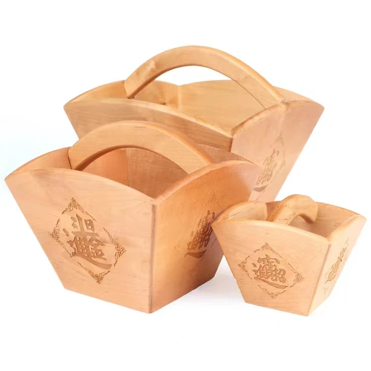 【慈慧】家用米斗 创意手工仿古实桃木