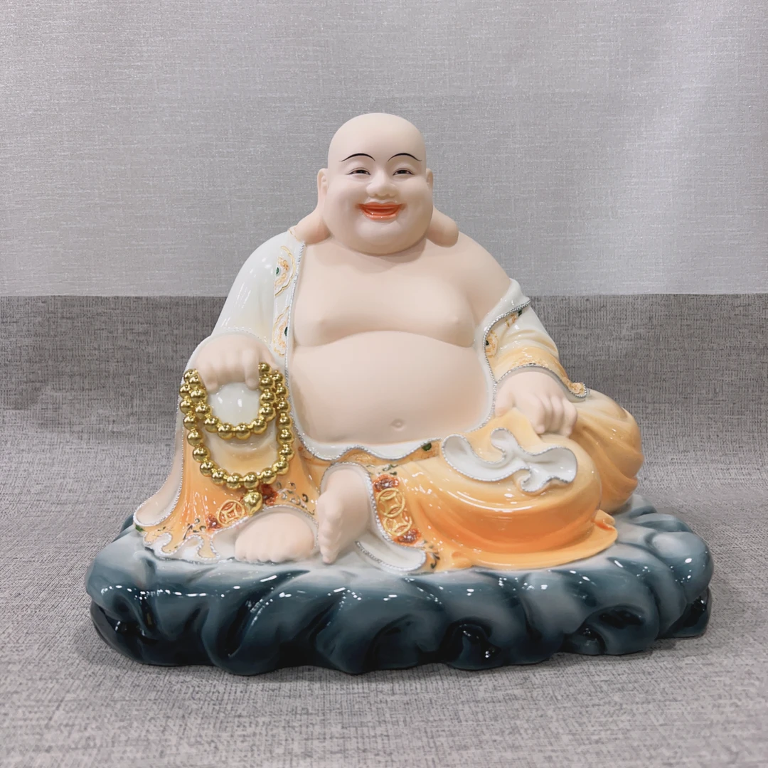 【慈慧】汉白玉轻体坐石弥勒佛家用摆件12英寸包邮