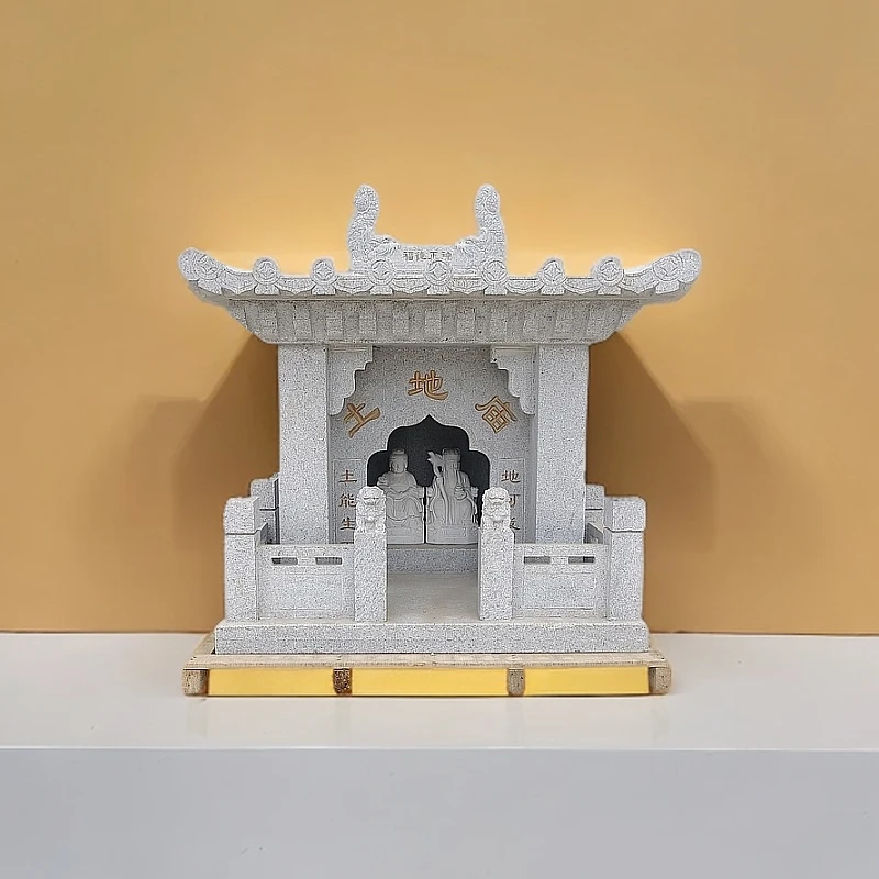 手工石雕土地庙土地公婆户外供奉祠堂家用神龛山神庙财神庙石摆件