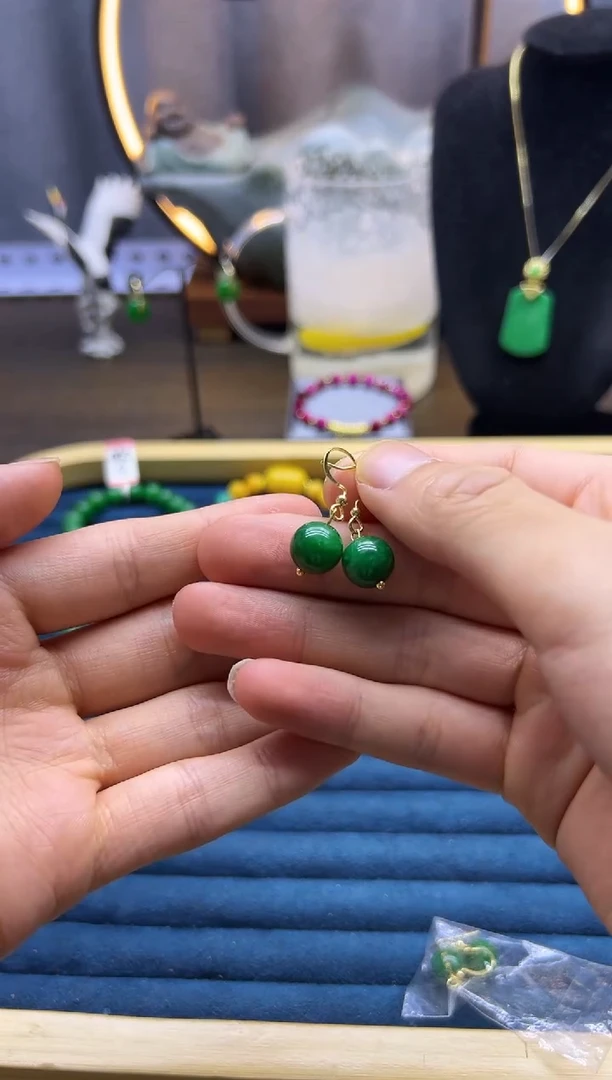【闪购商品】翡翠耳饰14K金镶嵌E02