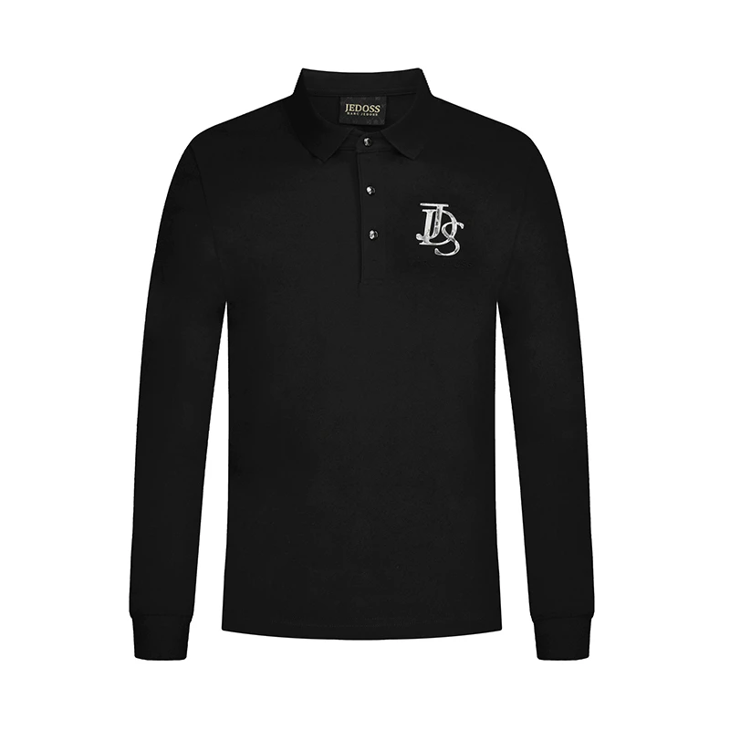 JEDOSS/爵迪斯男装秋冬时尚轻奢简约LOGO胸标弹力长袖T恤POLO领08
