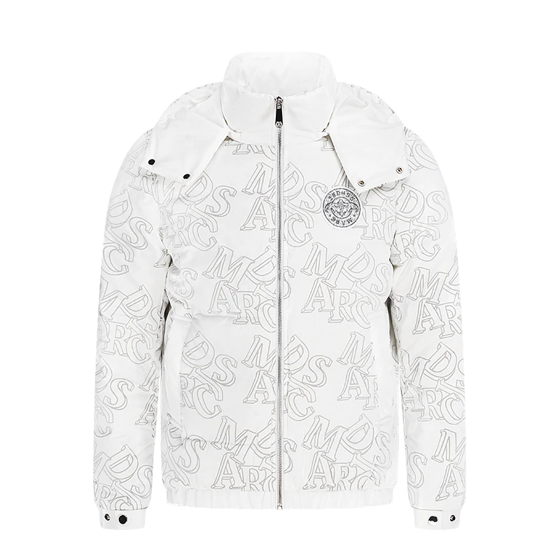 JEDOSS/爵迪斯男装秋冬时尚轻奢满字母烫金连帽羽绒外套外套606