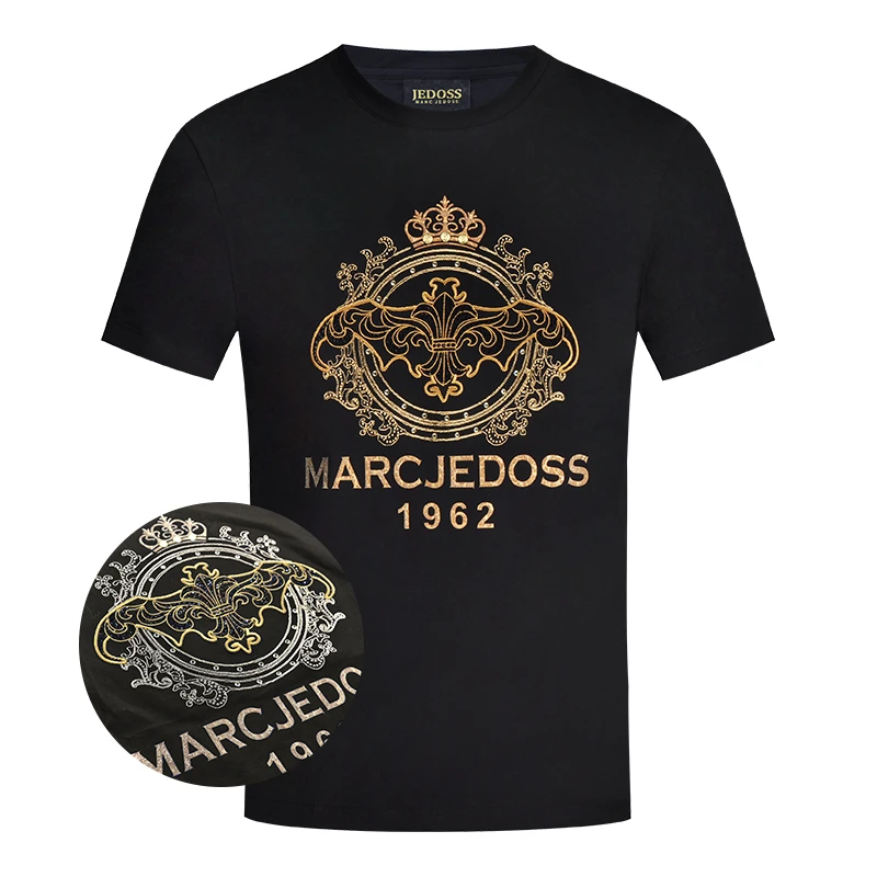 JEDOSS/爵迪斯夏季新款T恤轻奢刺绣烫钻时尚印花LOGO短袖058