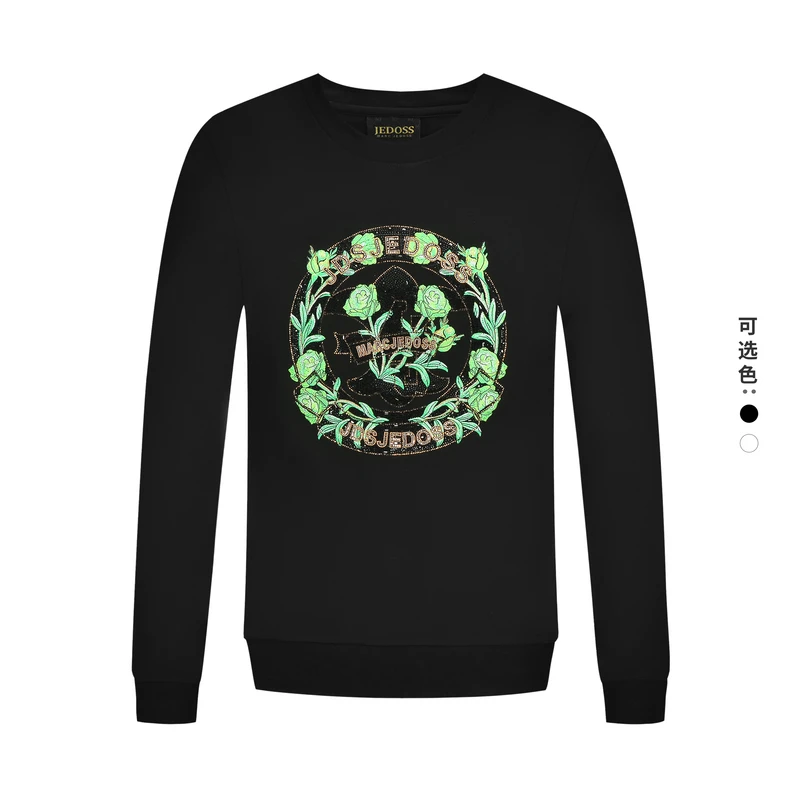 JEDOSS/爵迪斯男士春秋潮流宽松长袖卫衣时尚休闲套头上衣印花