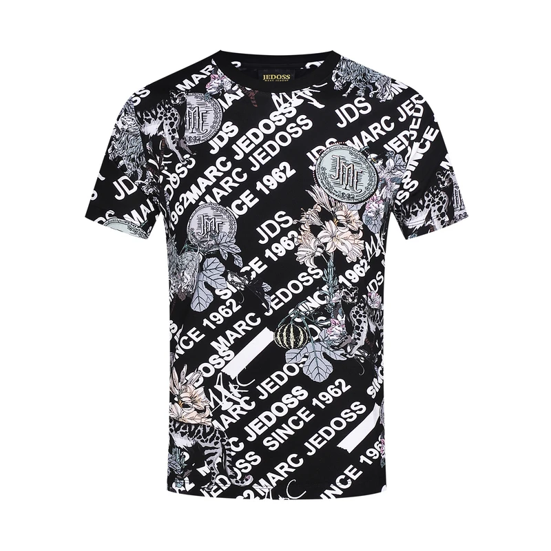 JEDOSS/爵迪斯男款夏季新款手绘满半袖章仔短袖T恤AM849