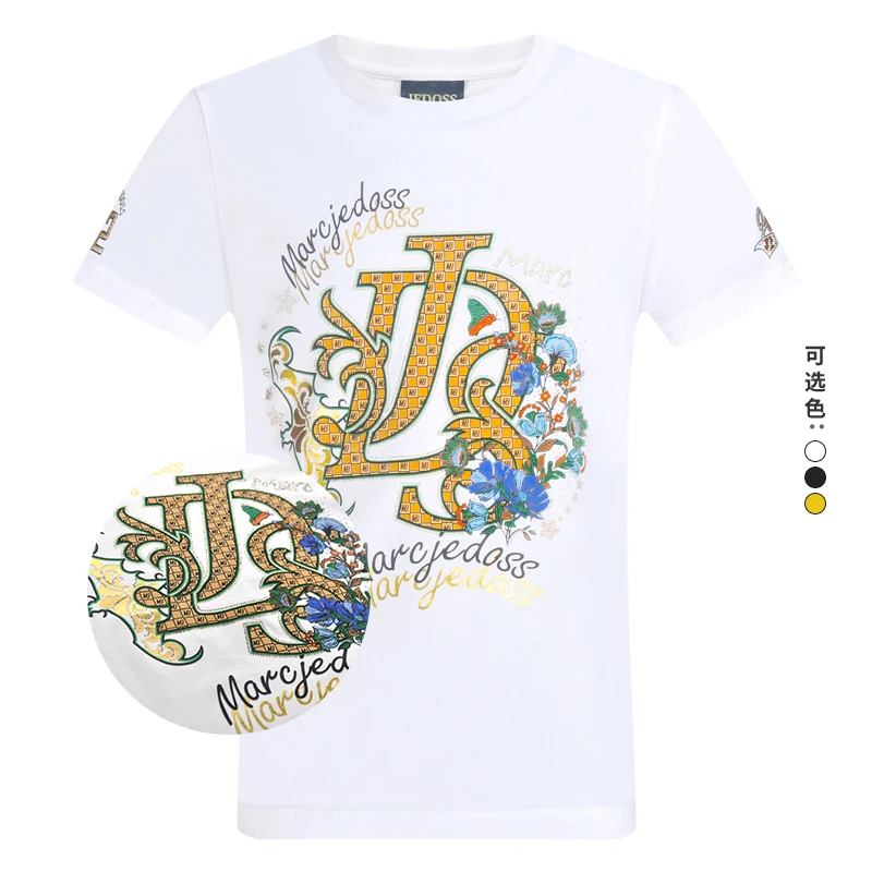 JEDOSS/爵迪斯夏季专柜同款男士字母花卉烫印T恤衫短袖T恤0463