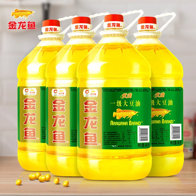 金龙鱼优选一级大豆油4L*4桶整箱炒菜家用食用油大桶装色拉油批发