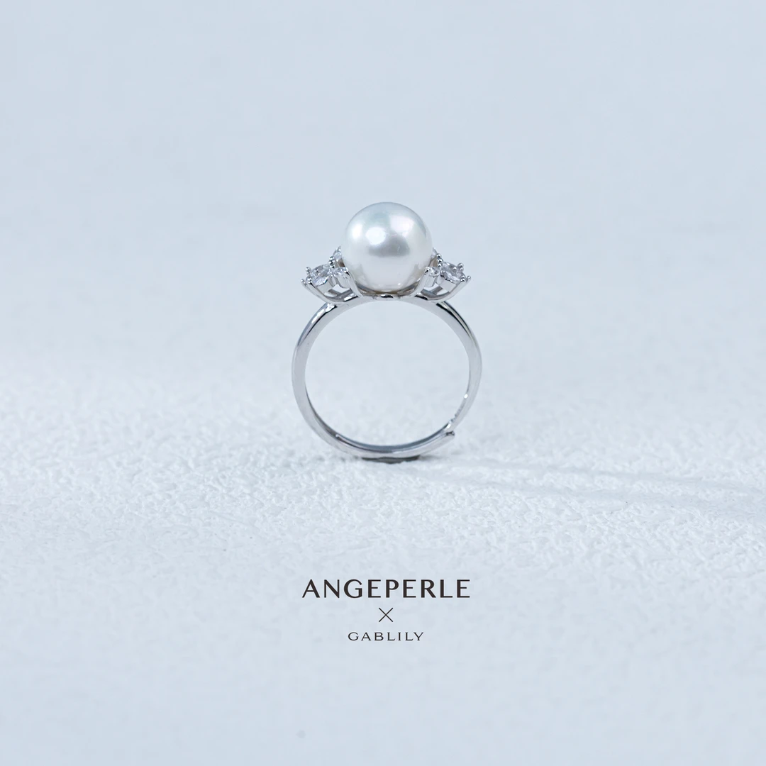 【天使之泪】淡水珍珠珈白丽S925银戒指开口戒经典百搭9-10mm  DF
