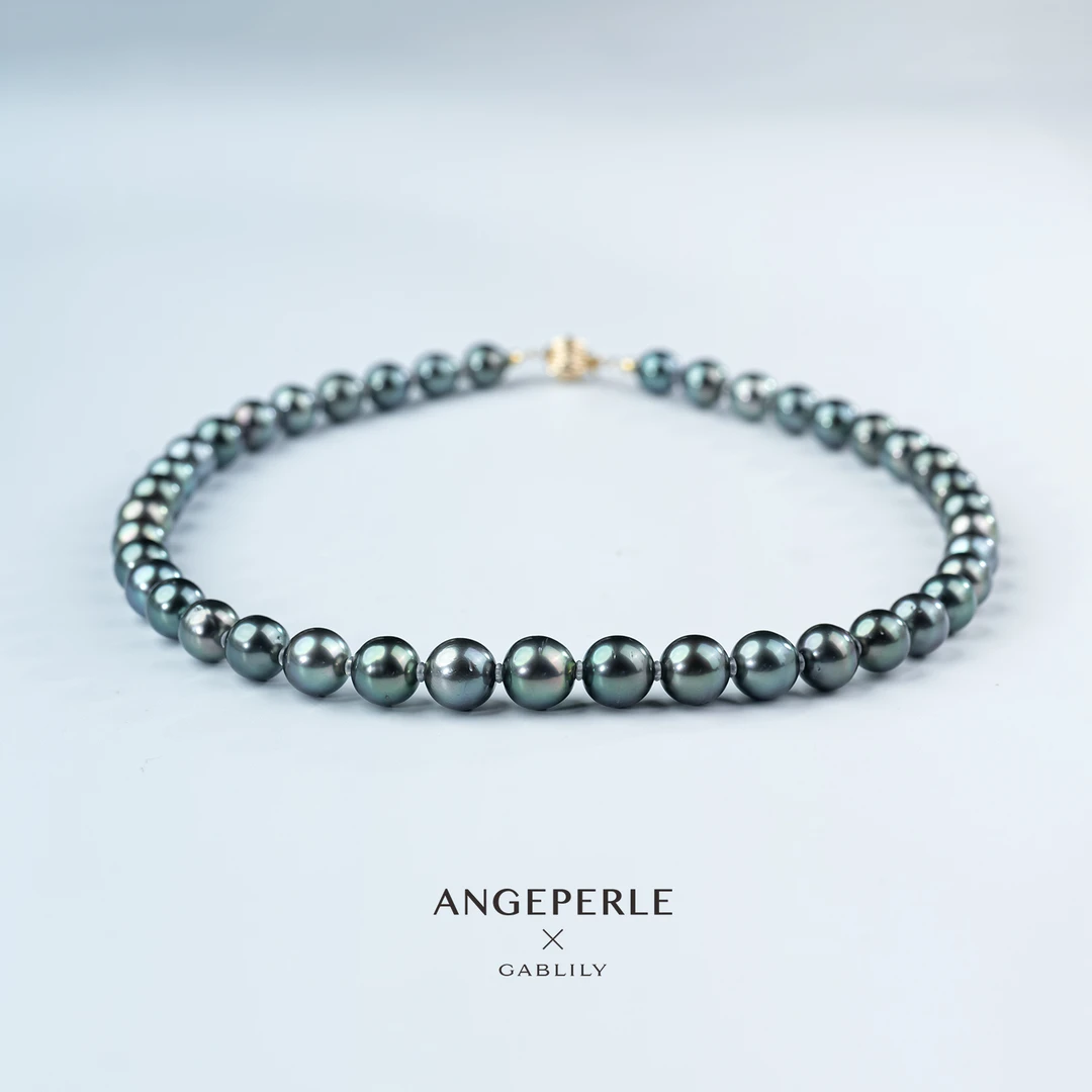 天使之泪海水珍珠大溪地黑珠项链14K金扣头8-11mm经典【畅太定制】