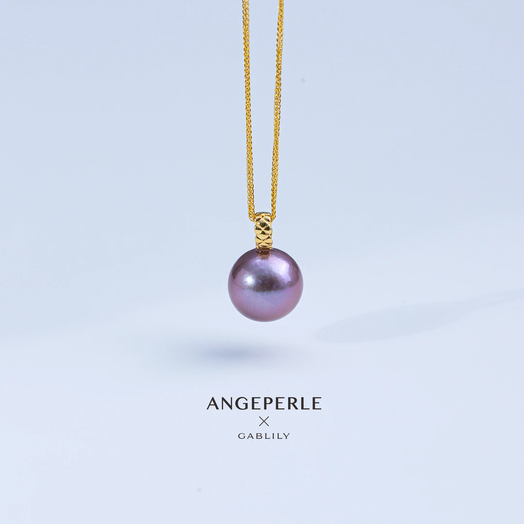 【天使之泪】淡水珍珠18K金扣紫珠吊坠12-13mmS925银镀金肖邦链