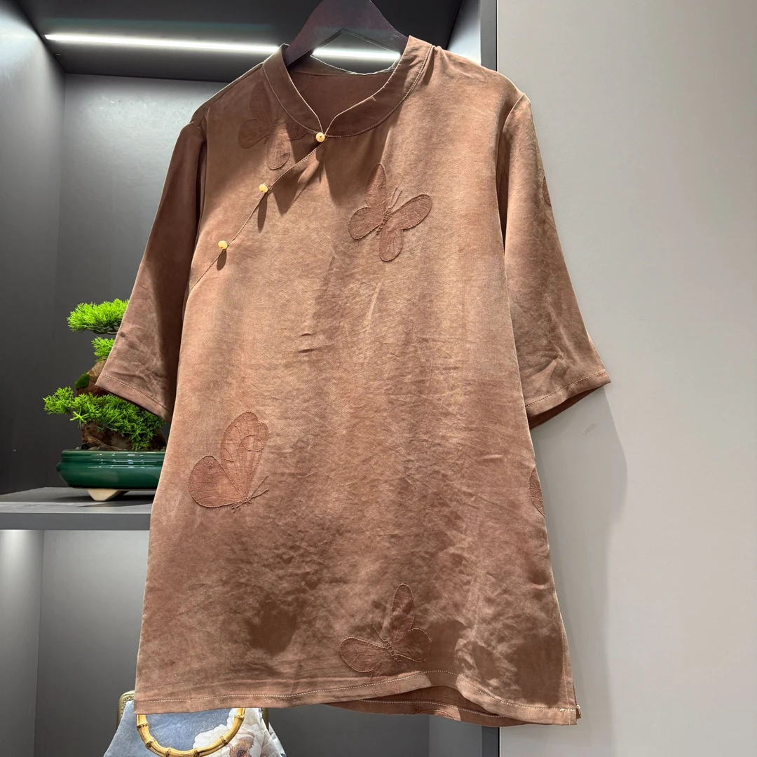 中式套装传统改良设计春季气质女装宽松上衣+裤子套装1515