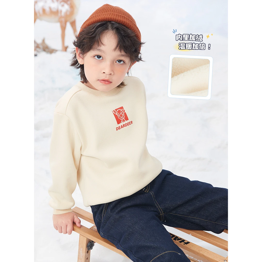 【直播清】迪迪鹿男大童冬季卫衣冬季款圆领套头加绒C122411605