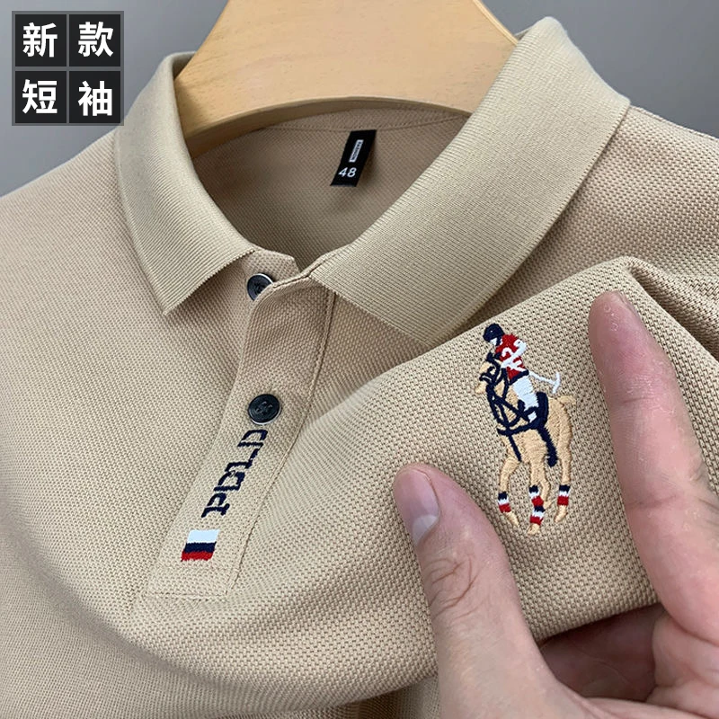 夏季新款高档男士短袖T恤POLO衫翻领刺绣宽松大码商务半袖上衣男