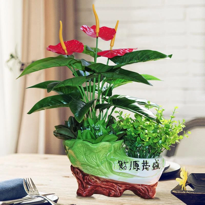 仿真绿植物盆栽塑料仿真花假花摆设家居客厅电视柜茶几装饰品摆件