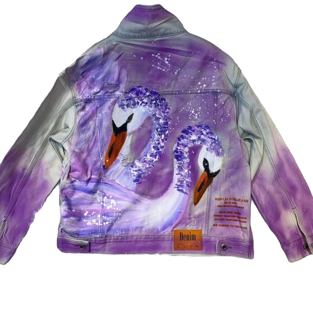 诗华洛-TechnoMarine设计师手绘多巴胺潮牌涂鸦潮流时尚外套牛仔