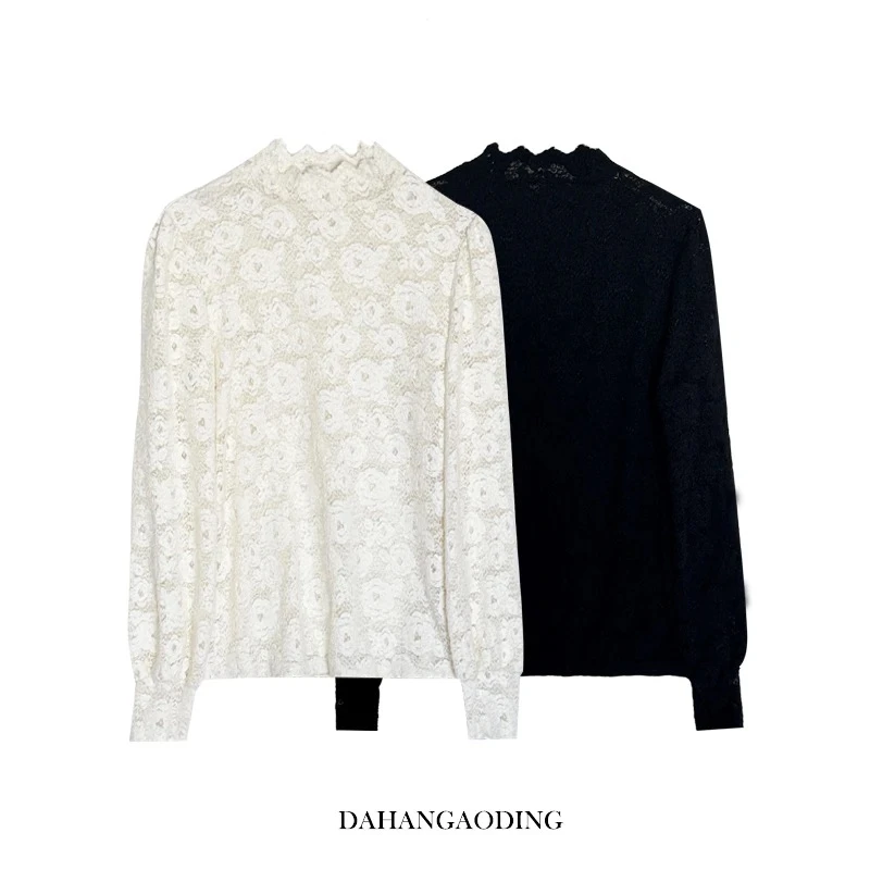【秋冬新款玫瑰蕾丝打底衫】