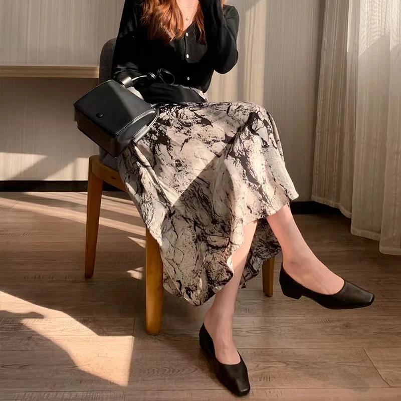 【水墨画半身裙】韩版高腰显瘦半裙