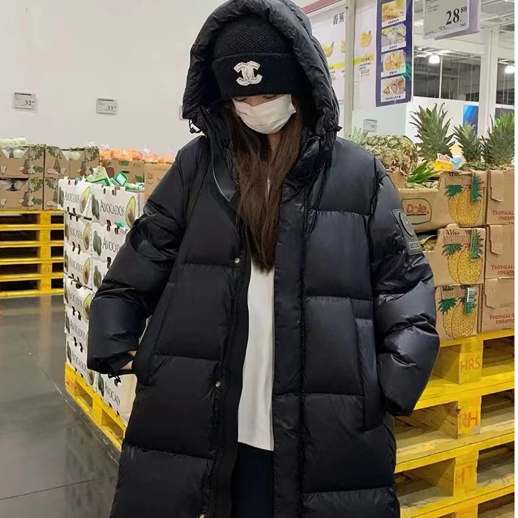 【RUIRUI专属】新款冬季90白鹅绒黑色加厚保暖长款韩版连帽