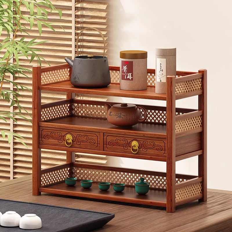 茶杯架茶叶展示柜桌面实木小型博古架置物架茶室茶台茶具收纳架子