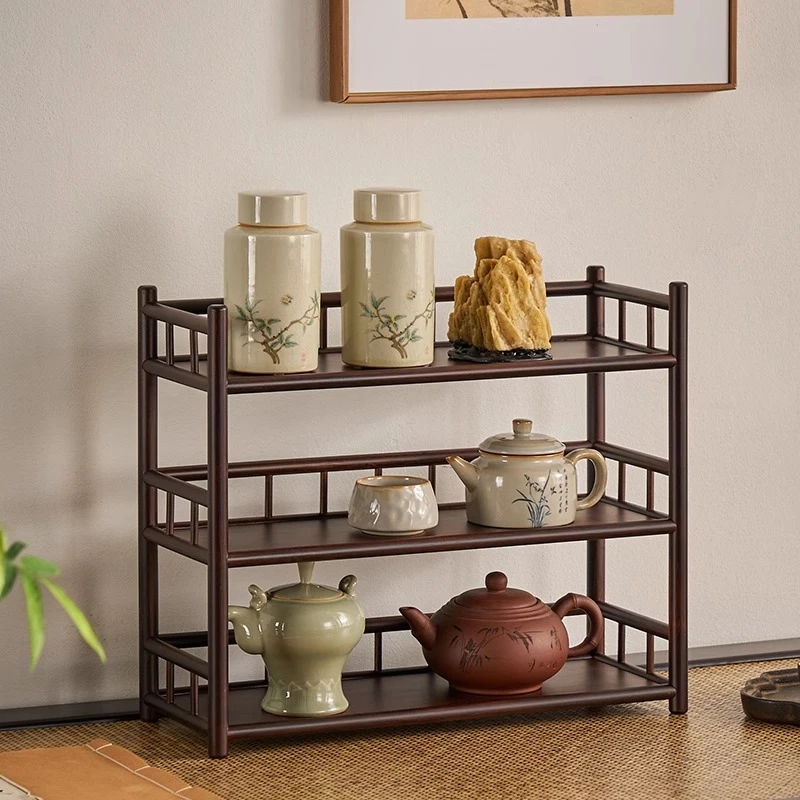桌面小型博古架茶具架楠竹茶杯架茶壶收纳架茶台大气放茶具置物架