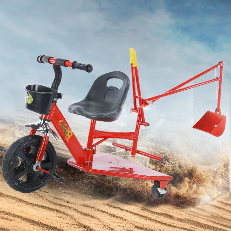 儿童三轮老挖机可坐沟机网红全铁脚蹬三轮脚踏车挖掘机挖土工程车