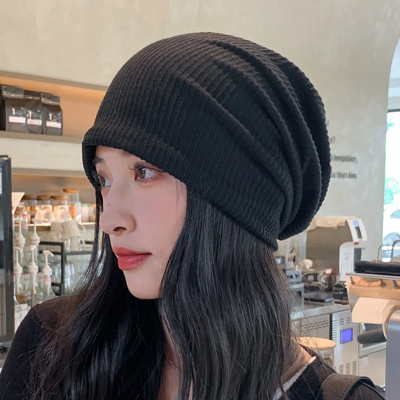 时尚帽子男女秋冬天保暖堆堆帽休闲套头帽韩版潮包头帽防乱发帽子