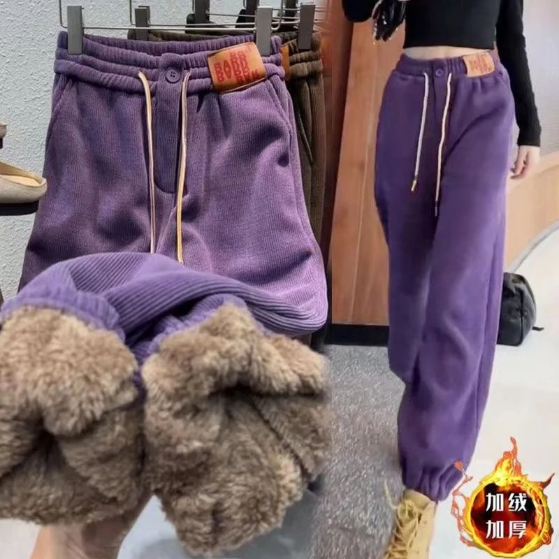 【小扬哥推荐】女童加绒加厚运动裤中大童秋冬保暖宽松休闲一体羊