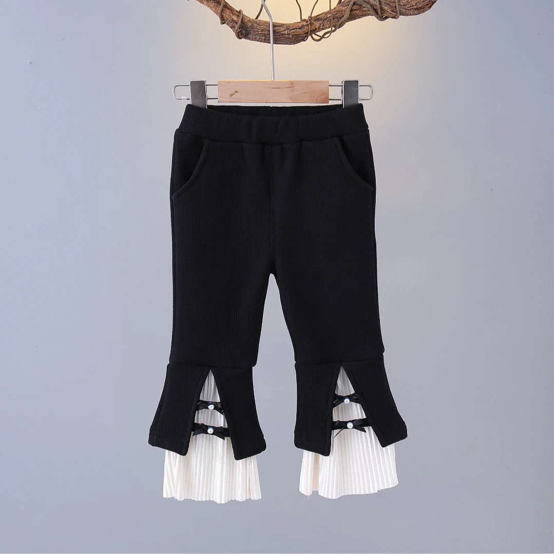 L020女童秋冬新款打底裤中小童韩版洋气加绒喇叭裤外穿时尚百搭