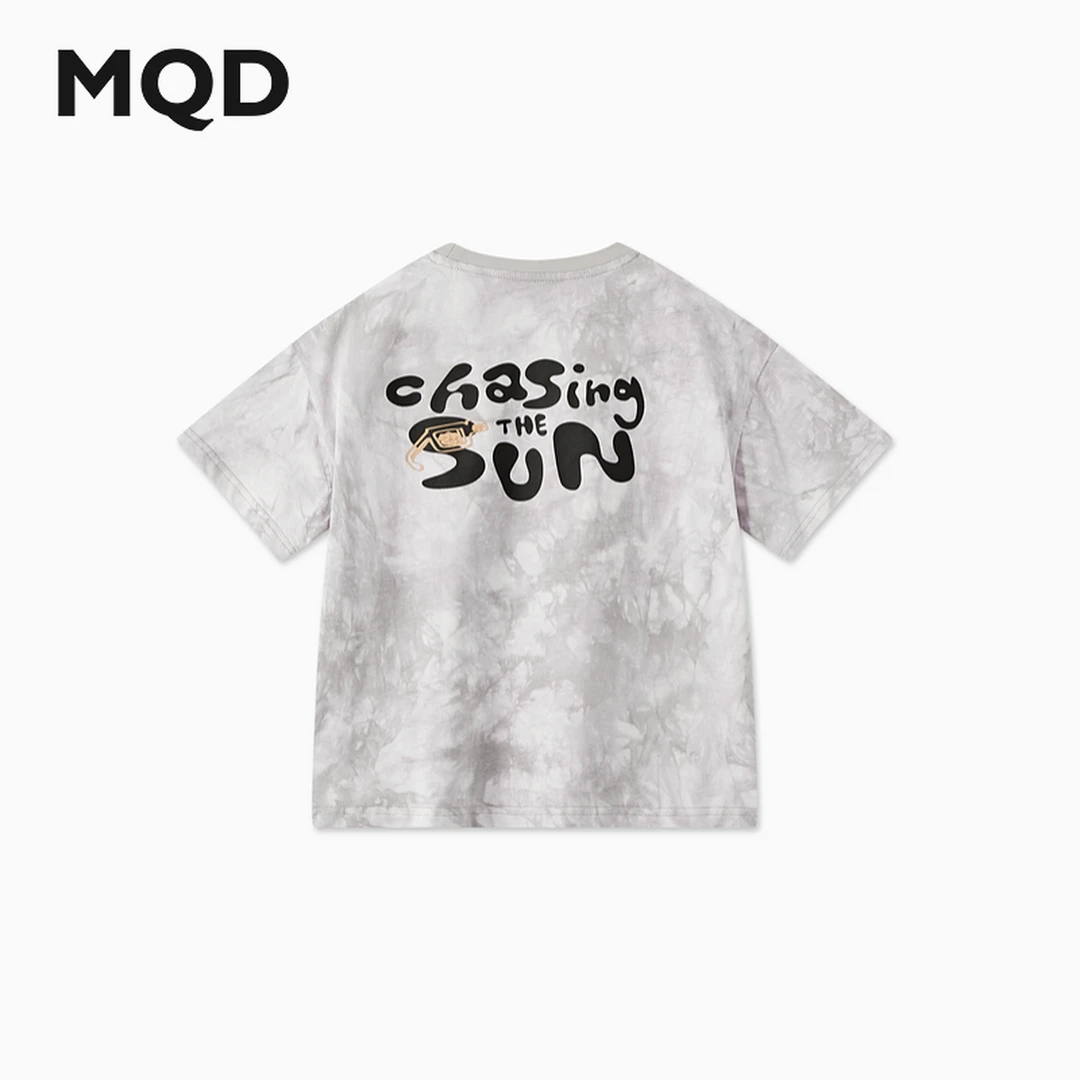 MQD童装25夏季新品晕染字母印花休闲穿搭潮酷T恤9642W03W1