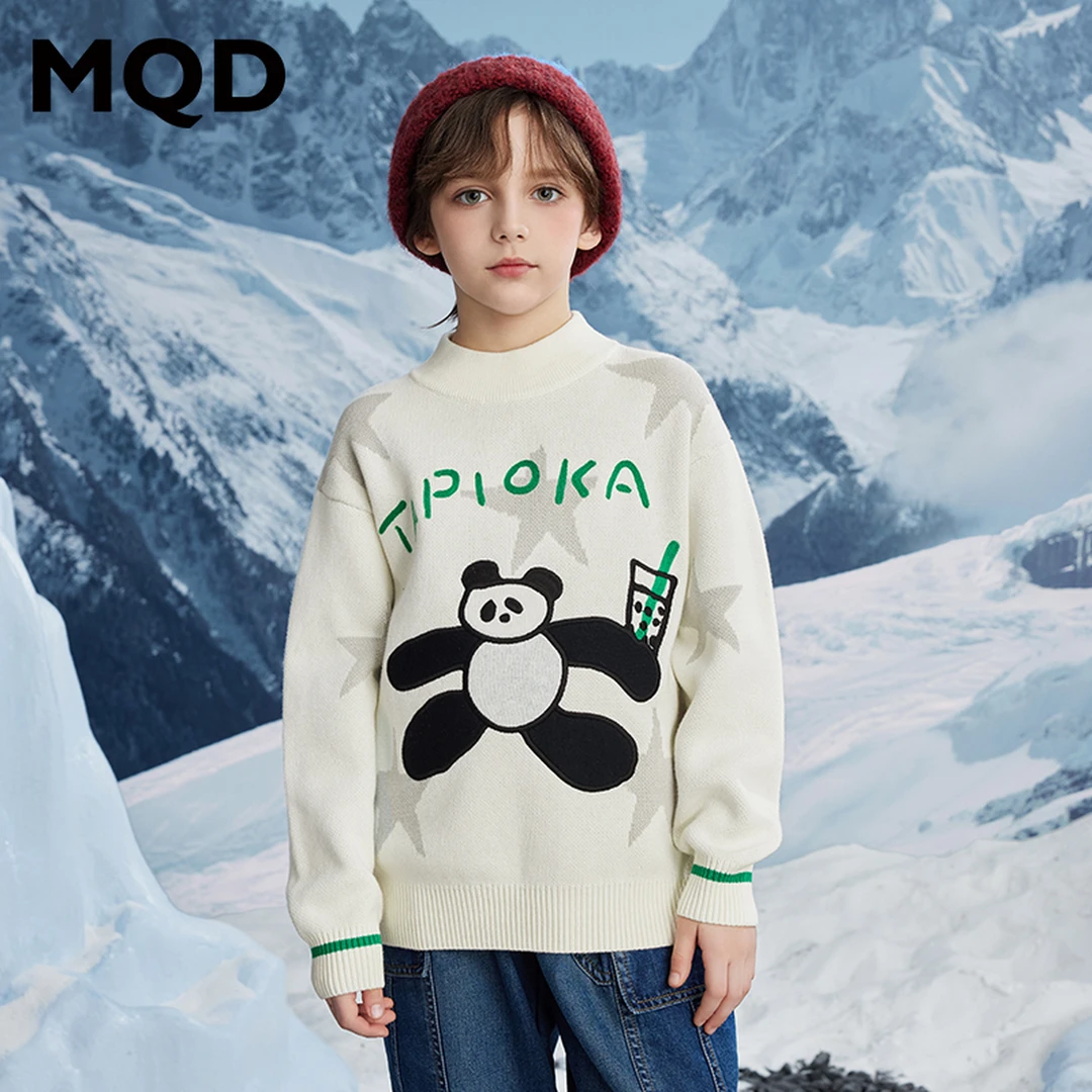 MQD童装儿童24冬季新品卡通五角星保暖半高领毛衣9644W0768