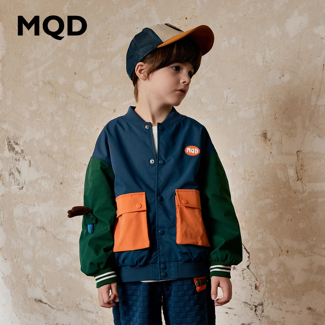 【防水精纺棉纱】MQD撞色棒球服外套潮中大童休闲时尚春季拼接洋气