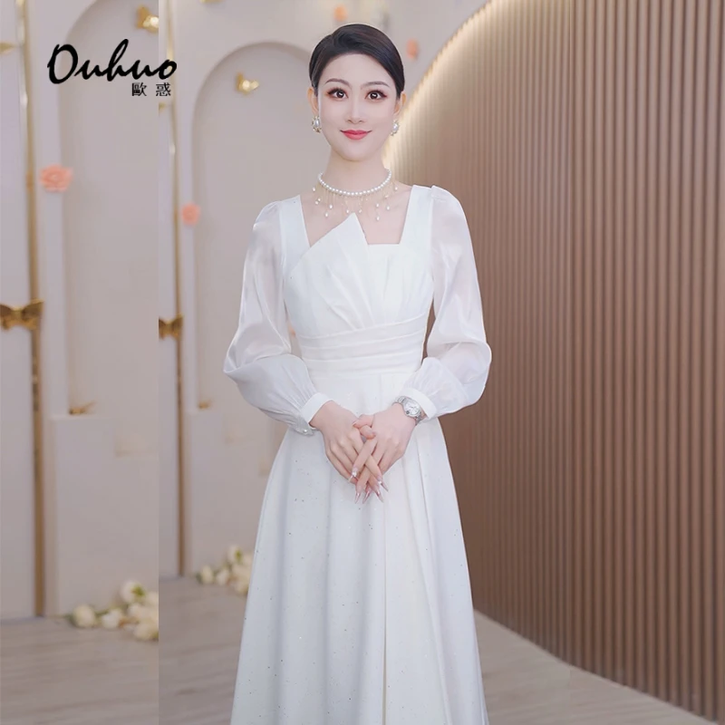 【现货福利】白色轻奢法式小众气质显瘦优雅仙气连衣裙OHDRF01033