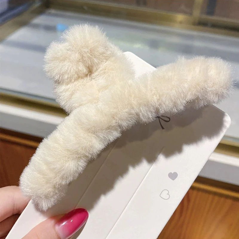 毛绒绒发夹秋冬网红毛茸茸抓夹气质简约