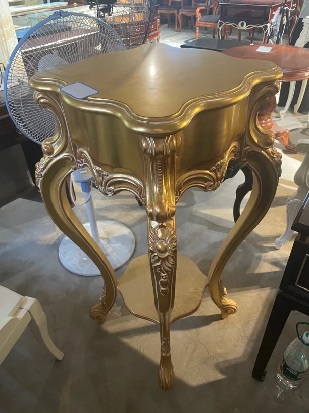 【清样】50*50*110金色复古做旧花架