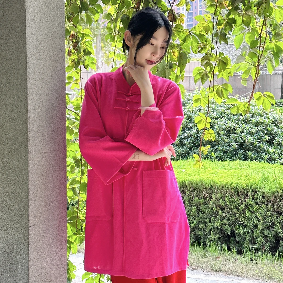 久武至尊中国风秋冬高品新款太极服女中长款保暖外套大衣（亦行）