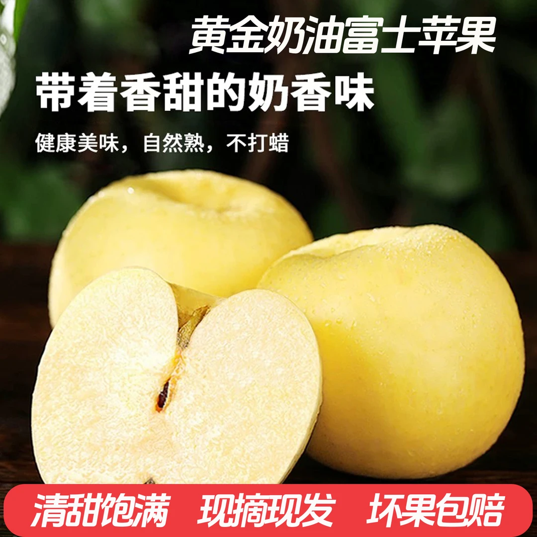 山东烟台正宗黄金奶油富士苹果脆甜多汁现摘现发新鲜4.5斤
