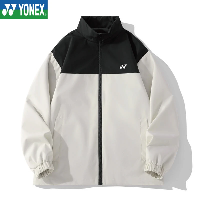 YONEX尤尼克斯冲锋衣男士情侣外套立领拼接休闲户外运动慢跑上衣