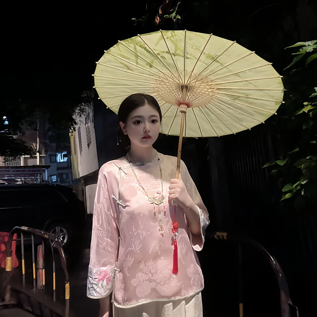[桃喜]一揽芳华醋酸冠乐皱日常气质新中式春夏斜开襟中国风上衣