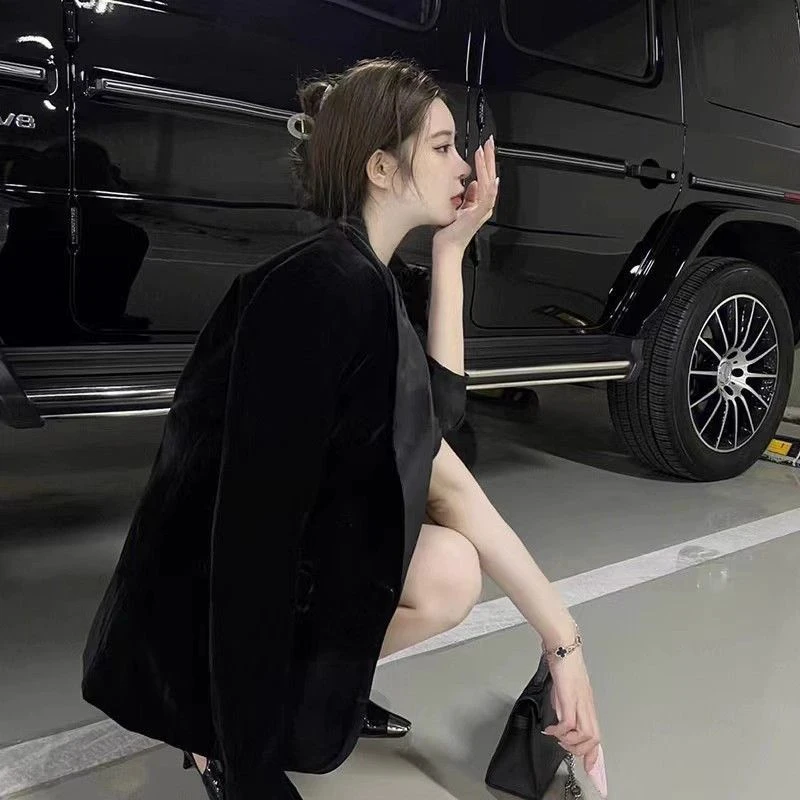 胖MM特大码300斤冷淡系高级感小香风小西装外套女金丝绒西服上衣2