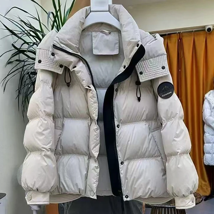 加厚连帽短款2024冬季新款学院风韩版宽松休闲面包服外套